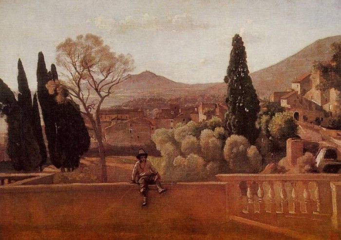 Corot Gardens of the Villa d-Este at Tivoli. , --