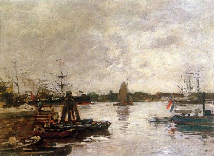 Boudin Eugne The Spanish quay in Rotterdam Sun. , 