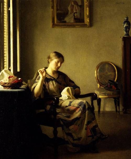 Woman Sewing. ,  