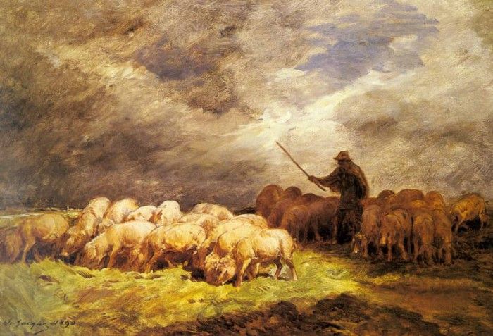 Jacque Charles Emile The Swineherd. ,  