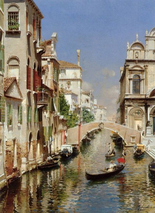 A Venetian Canal with the Scuola Grande. , 