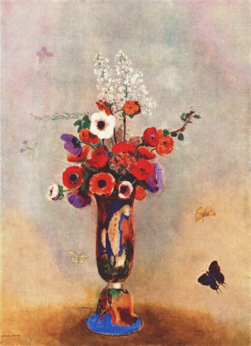 redon vase of flowers with butterflies 1912 14.  