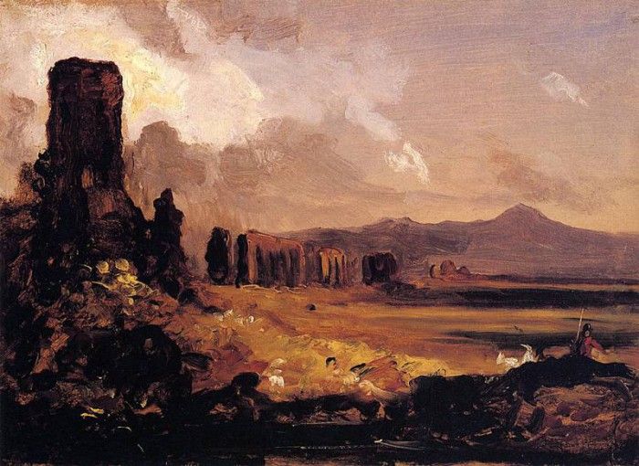 Cole Thomas Campagna di Roma (study for -Aqueduct near Rome-). , 