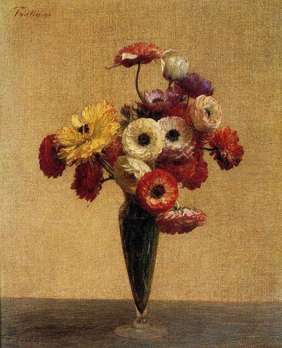 Fantin Latour Henri Anemones and Buttercups. -, ---