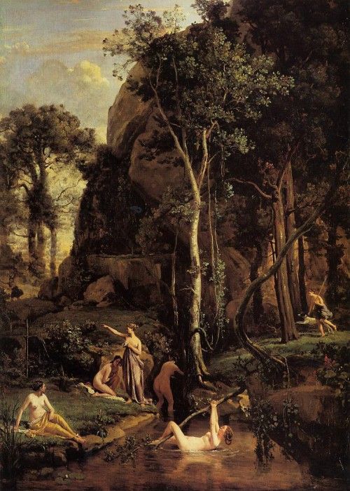 Corot Diana Surprised at Her Bath. , --