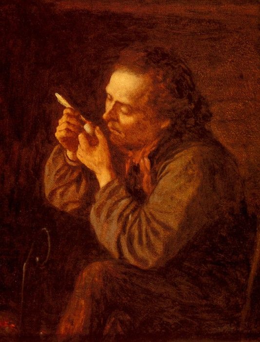 Johnson Eastman Lighting His Pipe. ,  Killingworth