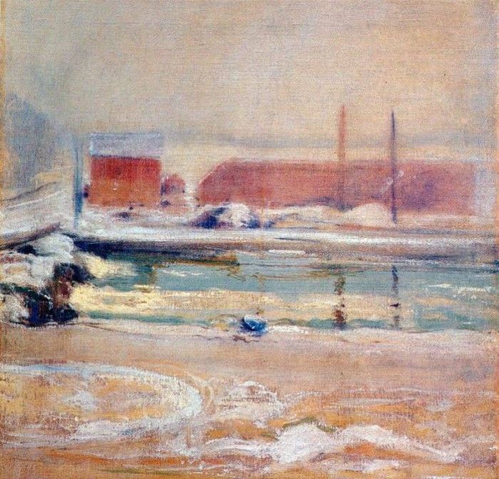 twachtman view from the holley house, winter c1901. Twachtmann,  