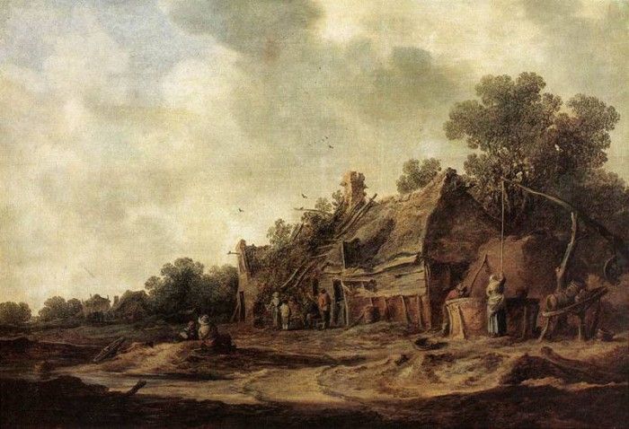 Goyen Jan van Peasant Huts with a Sweep Well. ,  