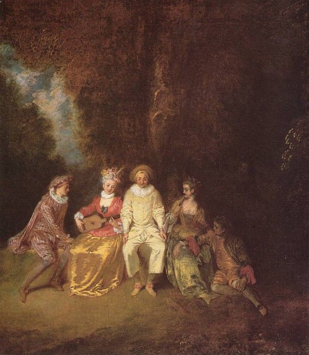 Watteau Pierrot content. , -