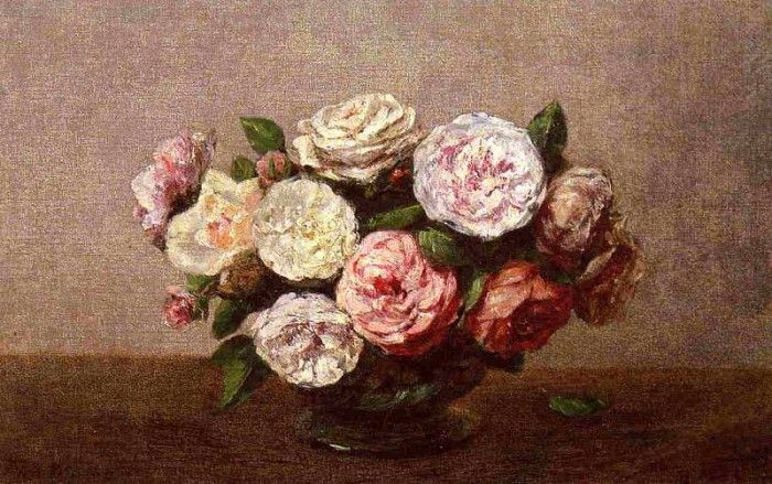 Fantin Latour Henri Bowl of Roses. -, ---