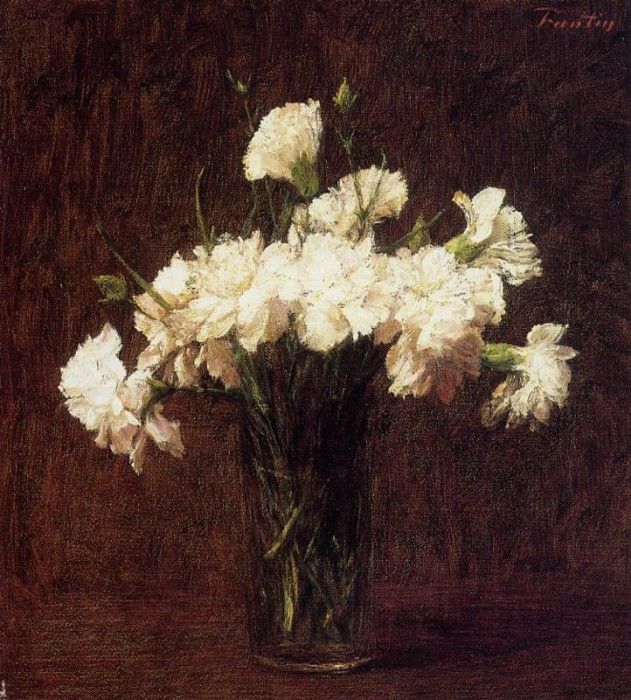 Fantin Latour Henri White Carnations. -, ---