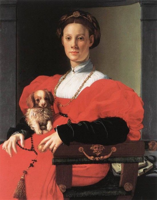 Bronzino Portrait of a Lady with a Puppy. , 