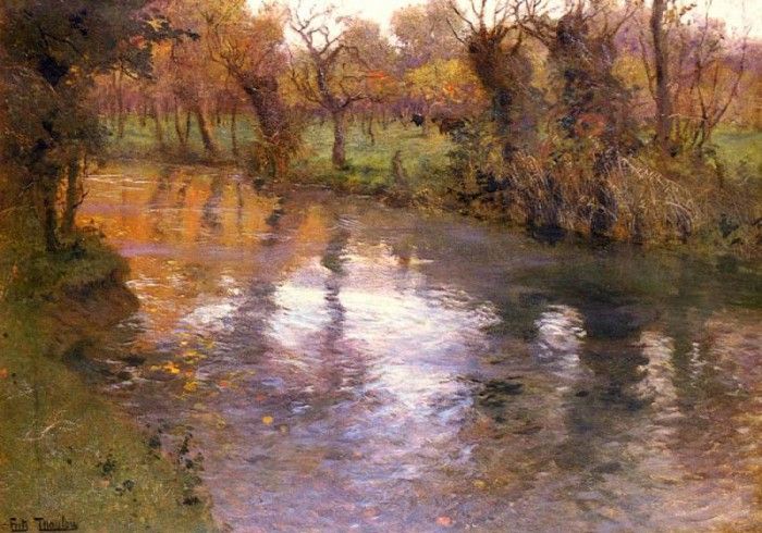Thaulow Frits An Orchard On The Banks Of A River. Thaulow 