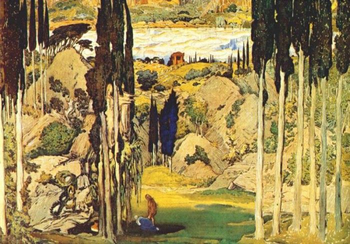 bakst daphnis et chloe set-design-act-ii 1912. , 