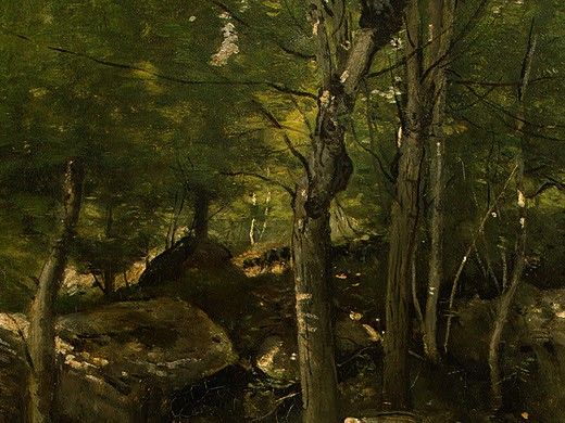 Corot Rocks in the Forest of Fontainebleau, 1860-1865, Detal. , --