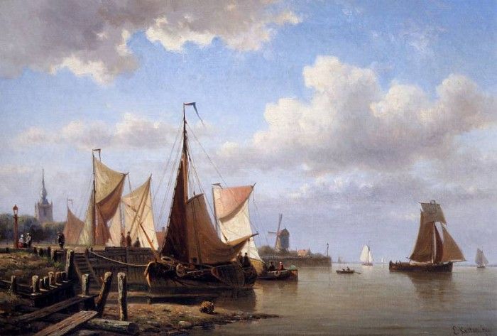 Koster Everhardus Ships at the quai of Overschie Sun . , Everhardus