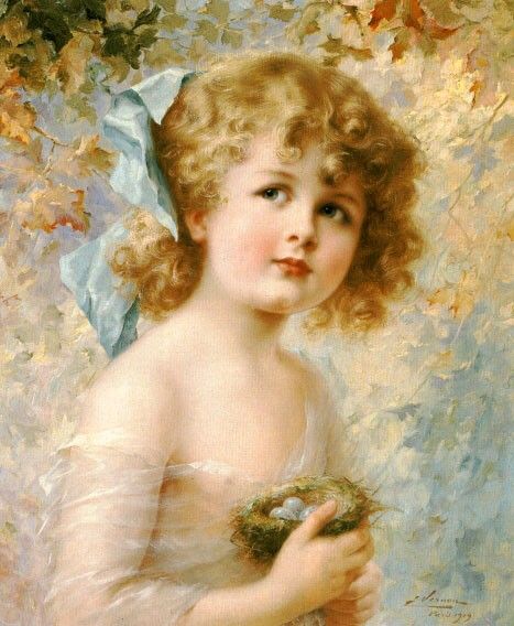Girl Holding a Nest. , 