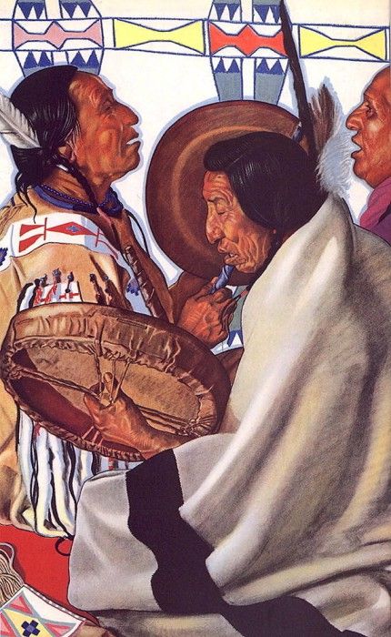 lrs Reiss Winold Blackfeet Drummers. , Winold