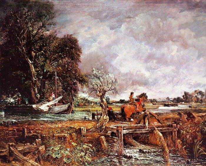 CONSTABLE - THE LEAPING HORSE, 1825, OIL ON CANVAS.  