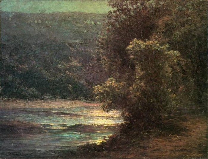 Adams John Ottis Moonlight on the Whitewater. ,  Ottis