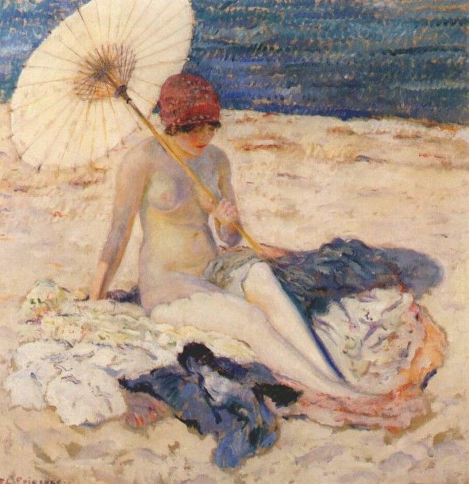 frieseke nude on beach c1915. Frieseke,  