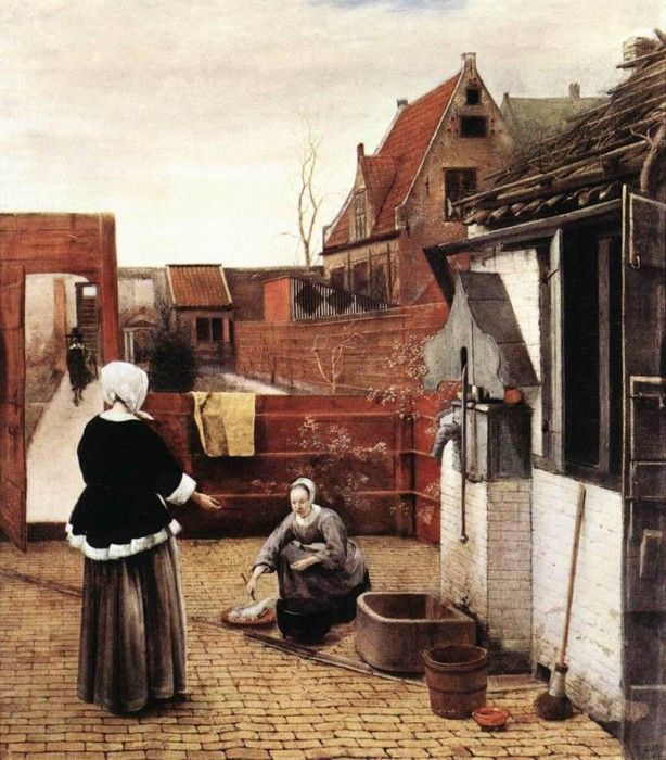 HOOCH Pieter de Woman and Maid in a Courtyard. Hooch, Pieter De