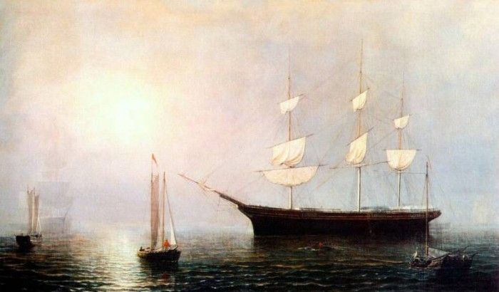 lane ship starlight in the fog 1860. ,  