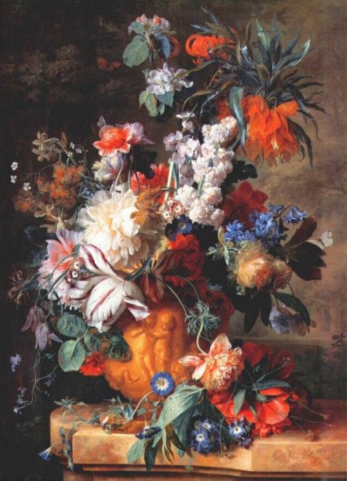 van huysum bouquet of flowers in urn 1724. Huysum,  