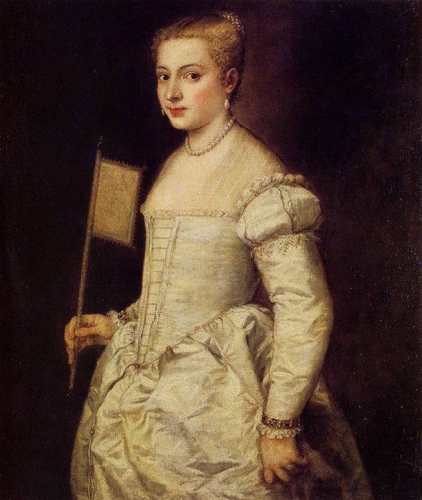 Titian Woman in white 1555.  ( )