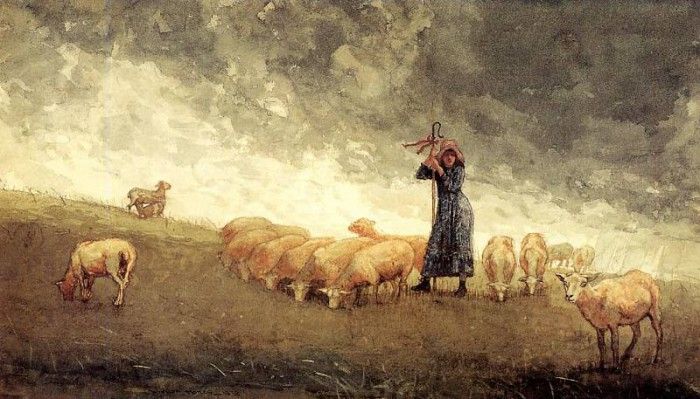 Homer Winslow Shepherdess Tending Sheep. �����, �������