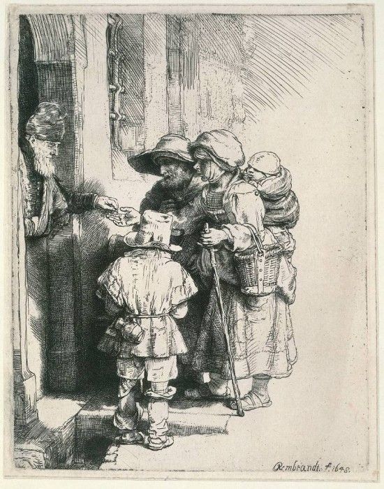 Rembrandt Beggars at the Door 1648. ,  