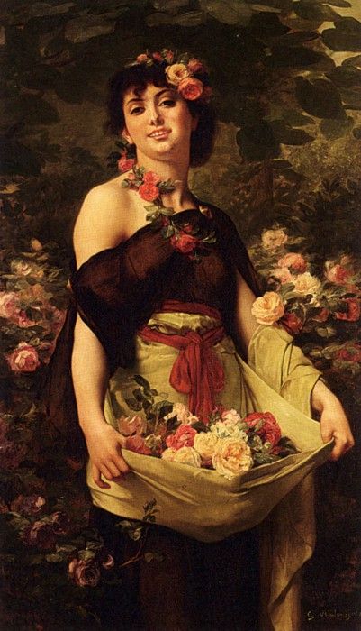 Boulanger Gustave Clarence Rodolphe The Flower Girl.    