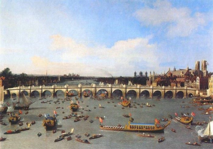 canaletto london, westminster bridge from the north on lord mayors day, 19 october 1746. 