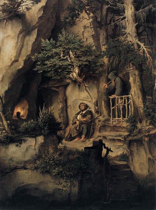 SCHWIND Moritz von A Player With A Hermit. Schwind,  