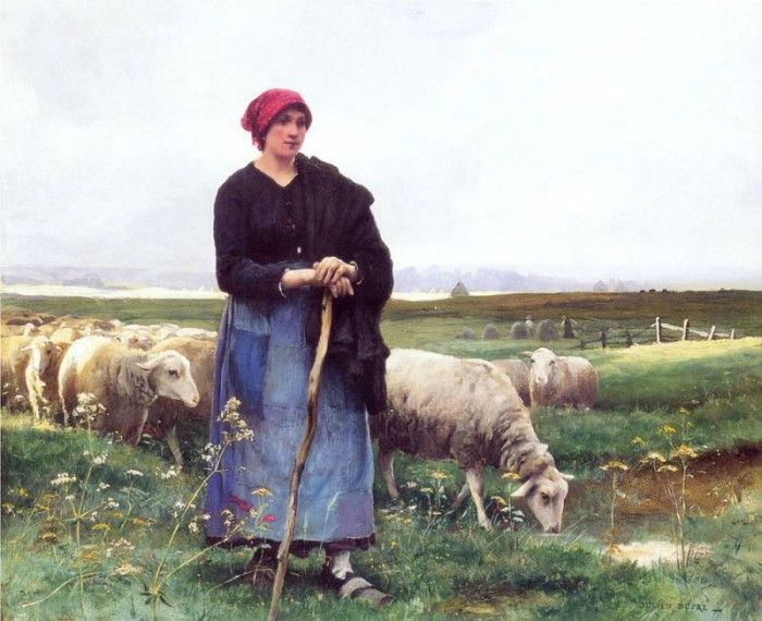 A Shepherdess with her flock. , 