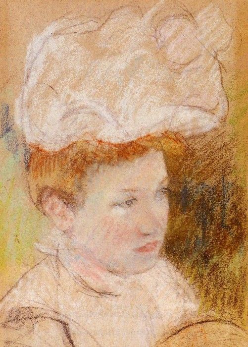 Cassatt Mary Leontine in a Pink Fluffy Hat.  