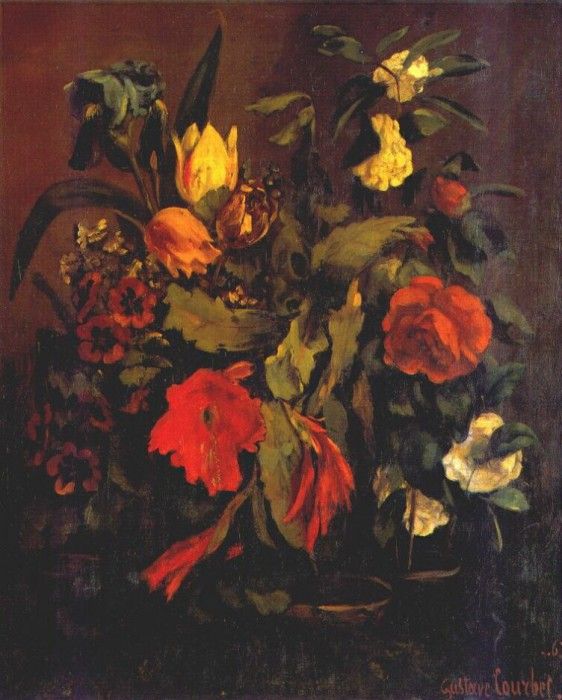 courbet still life of flowers 1863. , 