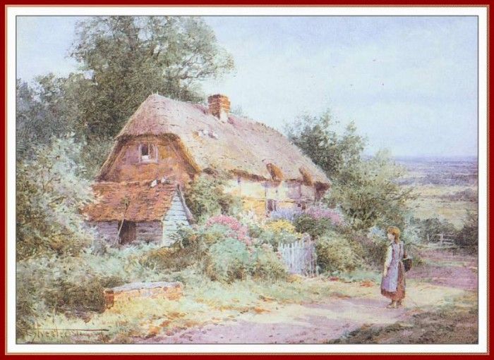 StannardHenryJohnSylvester GirlLookingAtACottage-We (f018). ,   , 