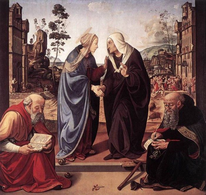 Piero di Cosimo The Visitation with Sts Nicholas and Anthony 1489 90. ,  