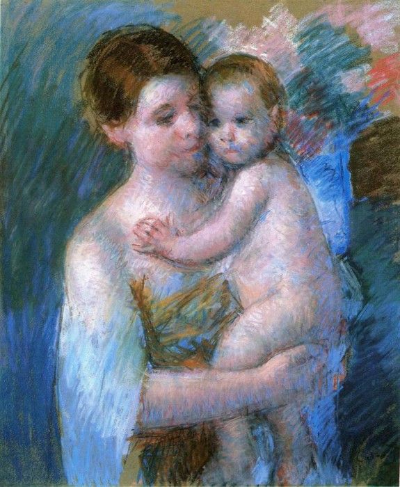 Cassatt Mary Mother Holding Her Baby.  