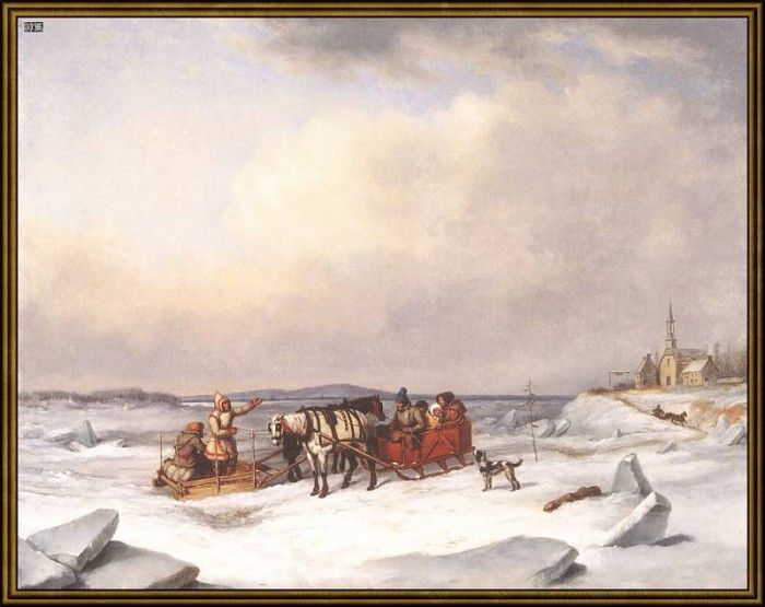 ds-cornelius krieghoff 11 l-the ice bridge (1847-1847). Krieghoff, 