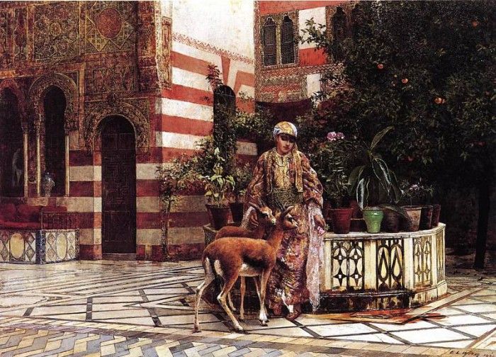 Weeks Edwin Lord Girl in a Moorish Courtyard. ,  