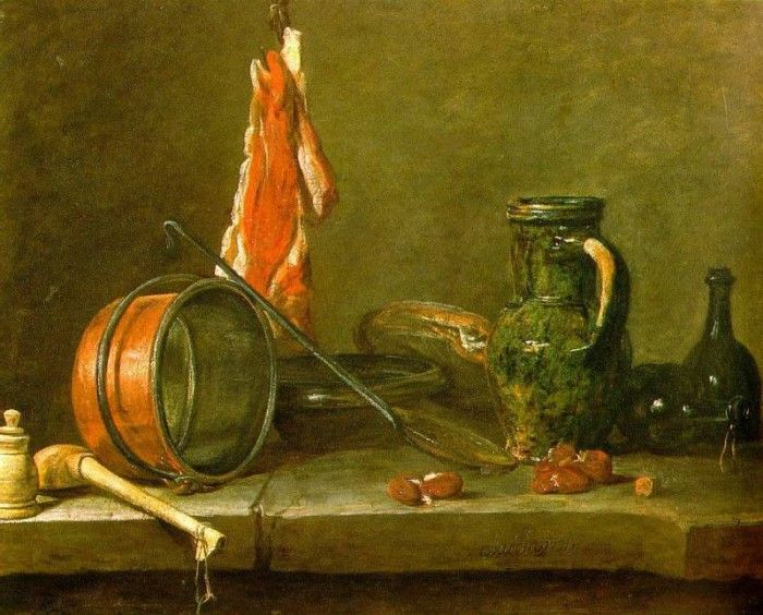 CHARDIN - A LEAN DIET WITH COOKING UTENSILS, 1731. , - 