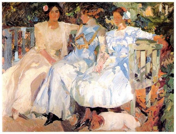 ls Sorolla 1910 Mi mujer y mis hijas en el jardin. Хоакин Sorolla