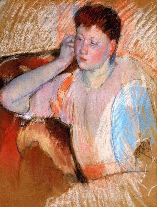 Cassatt Mary Clarissa Turned Left with Her Hand to Her Ear.  