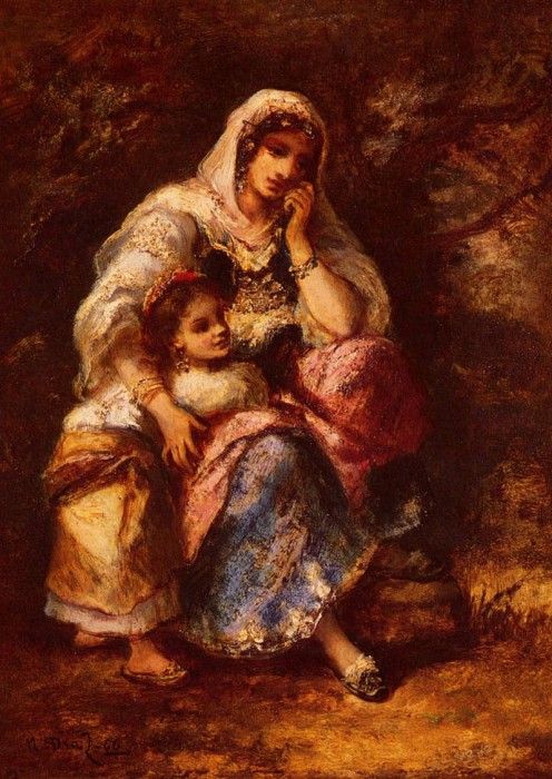 Diaz de la Pena Narcisse Virgile Gypsy Mother And Child.      Virgile