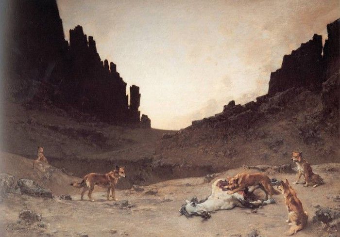 Guillaumet Dogs of the Douar Devuring a Dead Horse. , 