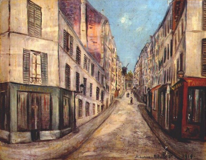 utrillo street in paris 1914. , 