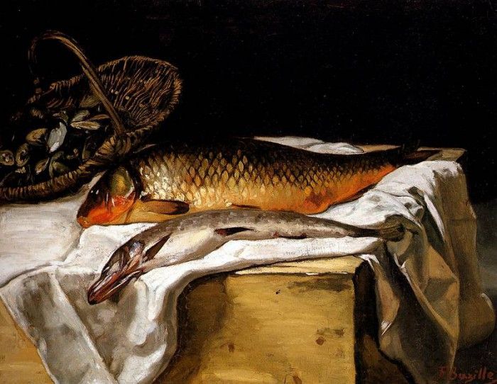 Bazille Frederic Still Life With Fish. , 