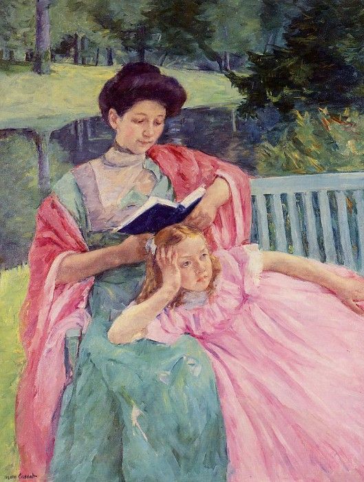 Cassatt Mary Auguste Reading to Her Daughter.  